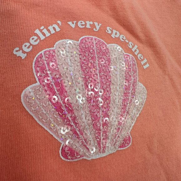 NEW! Girls ThereaboutsTop Coral Sequin Shell XXS 4/5 Short Sleeve Cotton Blend - Picture 2 of 9